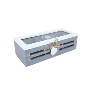 Tea box HAZEL 24x10xH7cm, grey