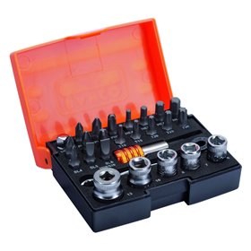 Sockets 6-13mm and bits PH,PZ,SL,HEX,TX set 26 pcs