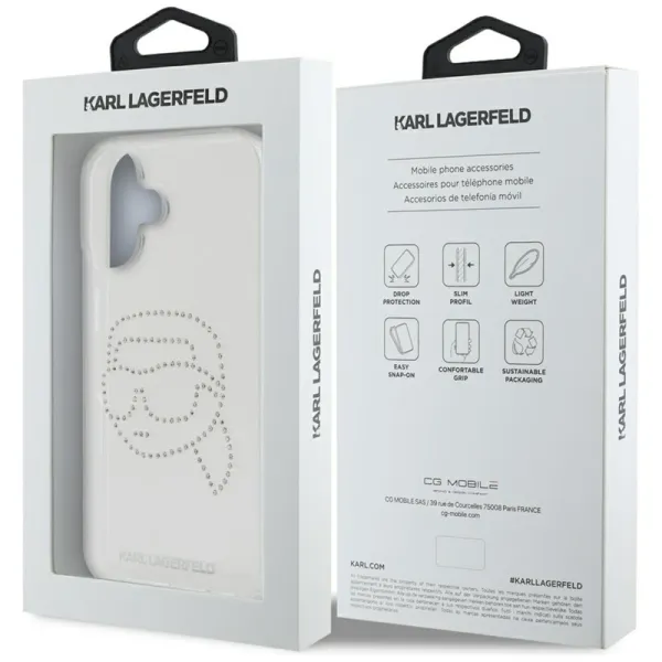 Karl Lagerfeld IML Rhinestones Karl Head - Case for iPhone 16 (transparent)