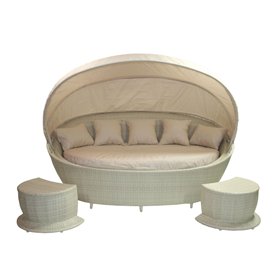 Sofa MUSE with foot stools, beige