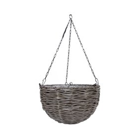 Hanging planter WICKER D30xH20cm, grey