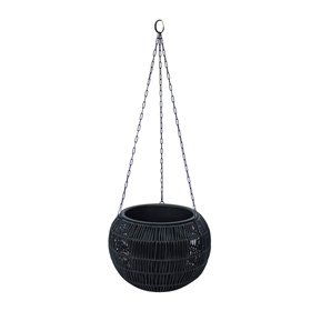 Hanging planter WICKER D32xH22cm, black