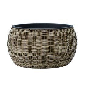 Planter WICKER D48xH26cm, light brown