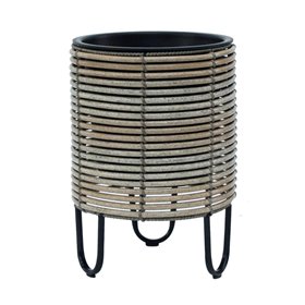 Planter WICKER D25xH35cm, grey