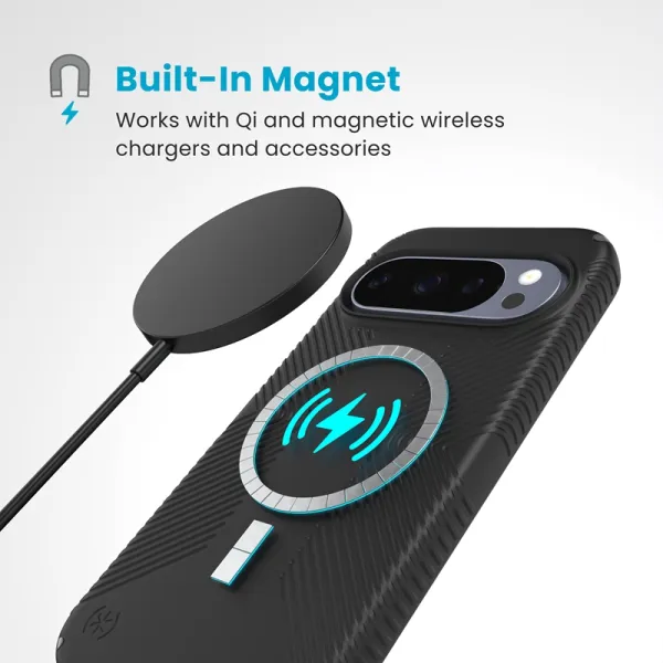 Speck Presidio2 Grip Magnet - Google Pixel 10 / Google Pixel 10 Pro Case (Black/Slate Gray)