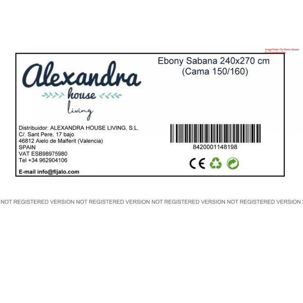 Top sheet HappyFriday Ebony Multicolour 240 x 270 cm