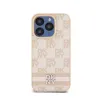 DKNY Leather Checkered Mono Pattern & Printed Stripes - Case for iPhone 15 Pro Max (pink)