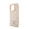 DKNY Leather Checkered Mono Pattern & Printed Stripes - Case for iPhone 15 Pro Max (pink)
