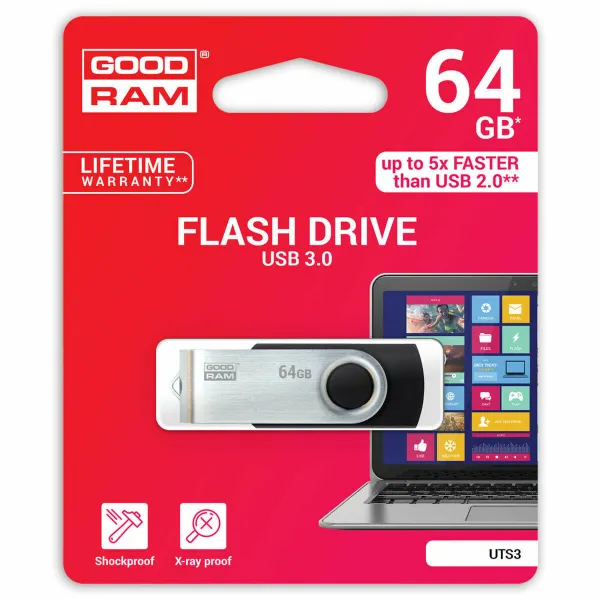 Muistitikku GoodRam UTS3 USB 3.1 Musta 64 GB