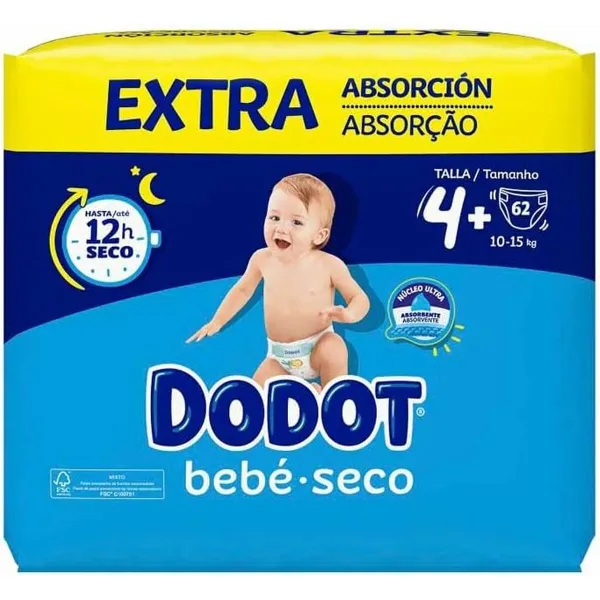 Disposable nappies Dodot Etapas Extra 4 10-15 kg (62 Units)