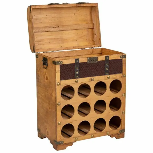 Bottle rack Alexandra House Living Brown PVC Wood Metal Cloth 28 x 59 x 45 cm Chest