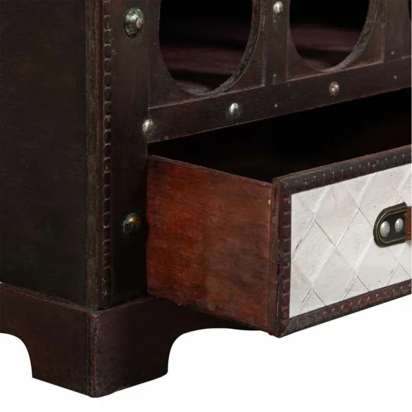 Bottle rack Alexandra House Living Brown PVC Wood Metal Cloth 30 x 85 x 44 cm Chest