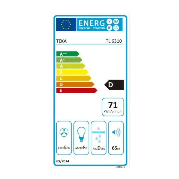 Parastais pārvalks Teka 40474250 60 cm 332 m3/h 65 dB 231W Tērauds