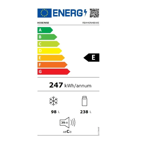 Kombinuotas šaldytuvas Hisense RB440N4BWE Balta