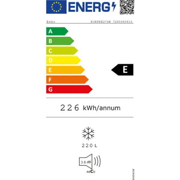 Saldētava BEKO B3RFNE274W Balts 220 L