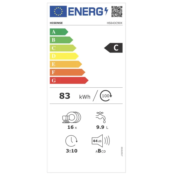 Indų plovimo mašina Hisense HS643C90X Sidabras