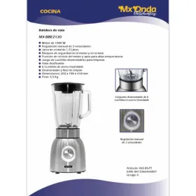 Trintuvas su indu Mx Onda MXBBE2120 Plienas 1000 W