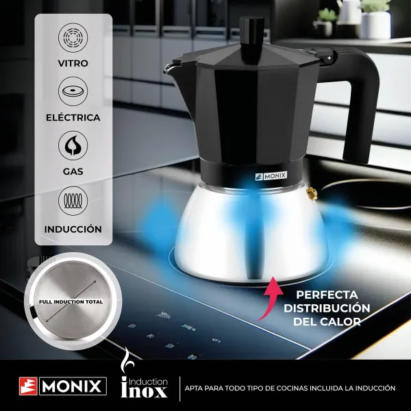 Vanhanaikainen Italialainen Mokkapannu BRA INOX BLACK 3T Musta