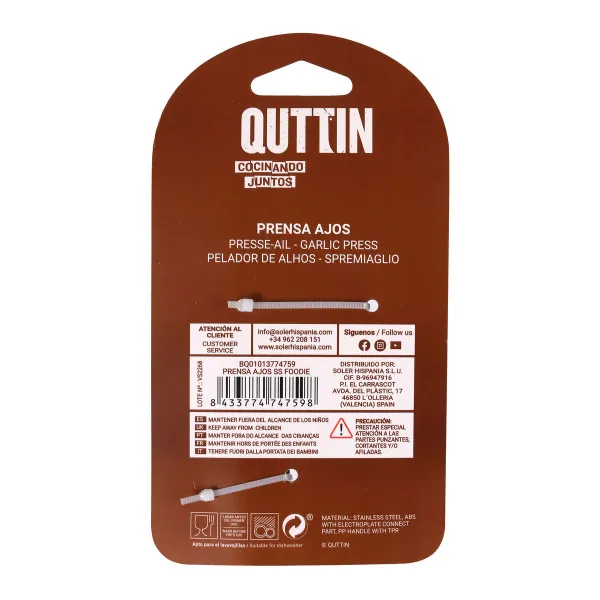 Ķiploku Spiede Quttin Foodie 20,5 x 2,8, x 8 cm Nerūsējošais tērauds