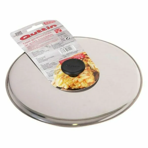Tortilla flipping lid Quttin 144881 Ø 27 cm 27 x 27 x 3 cm Stainless steel (6 Units)