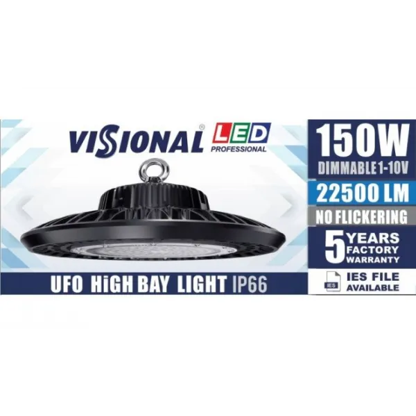 LED HIGH BAY UFO - 150W / DIMMABLE 1-10V / 40