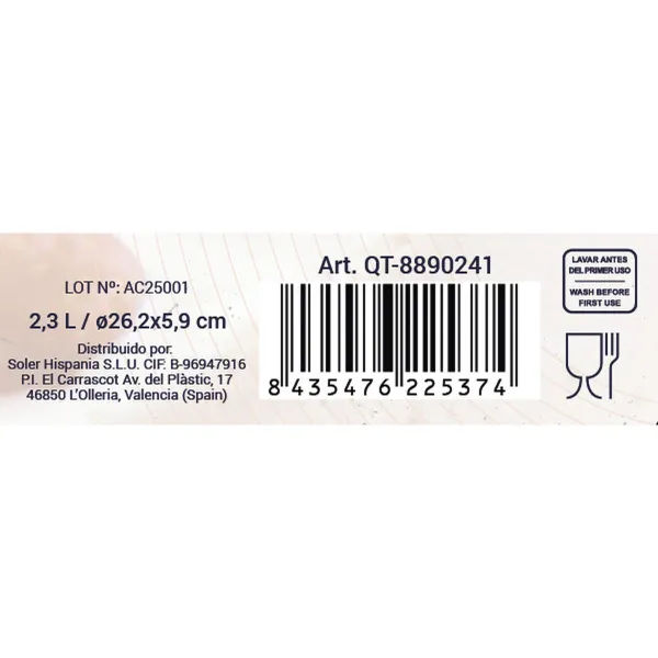 Orkaitės Indas Quttin   stiklas 2,3 L ø 26 x 5,9 cm (6 vnt.)