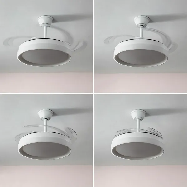LED Ceiling Fan with 4 Retractable Blades Blalefan InnovaGoods White 72 W Ø49,5-104 cm