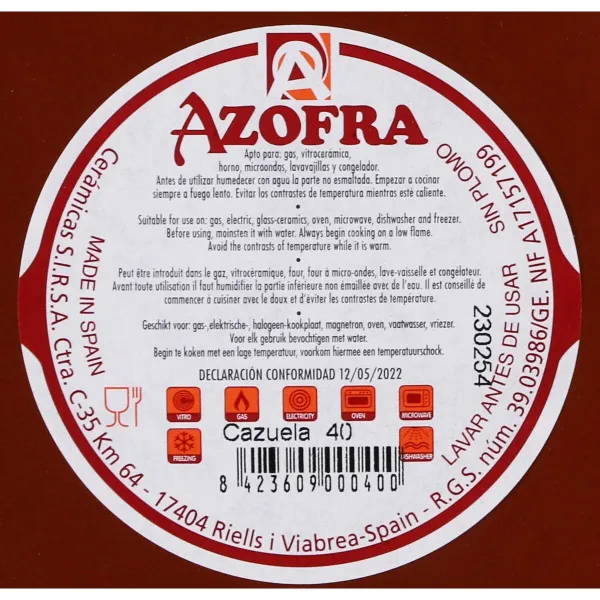 Keptuvė skersmuo Azofra Keptas molis 43 x 43 x 7,5 cm (2 vnt.)