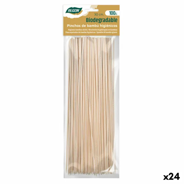 Bārbekjū Iesmu Komplekts Algon Bambuss 300 x 2,5 x 30 mm (100 Daudzums) (24 gb.)