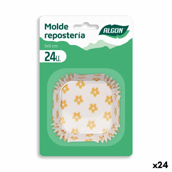 Kēksu Paplāte Algon Dzeltena Puķe Vienreizējas lietošanas (24 Daudzums) (24 gb.)