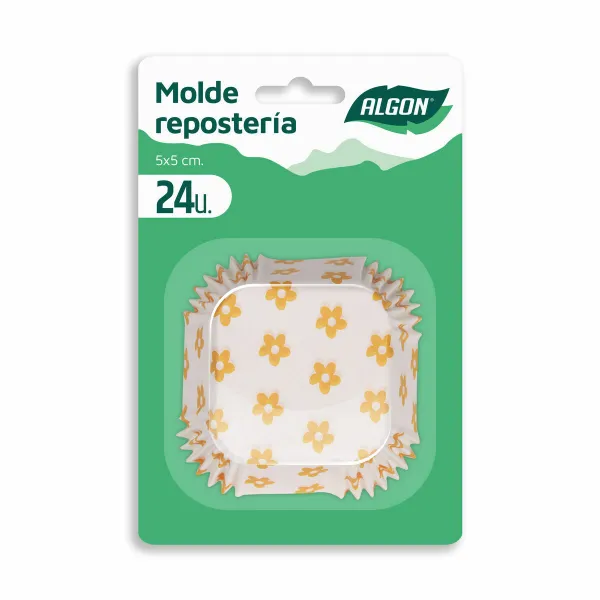 Kēksu Paplāte Algon Dzeltena Puķe Vienreizējas lietošanas (24 Daudzums) (24 gb.)