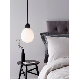 Buddy pendant D184 black structure/opal glass E14