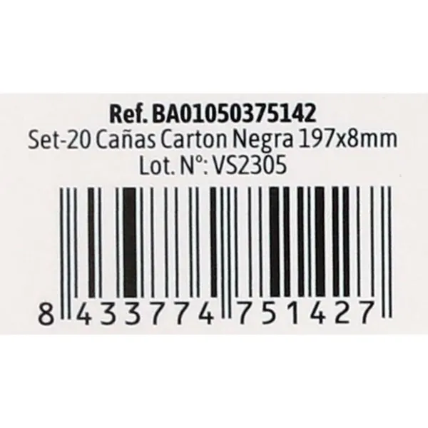 Straws Algon Cardboard Black 20 Pieces 24 Units
