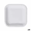 Plate set Algon Disposable White Cardboard Squared 20 cm (10 Units)