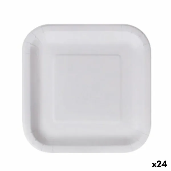 Plokštelių rinkinys Algon Vienkartinis Balta Kartonas Kvadratai 23 cm (24 vnt.)