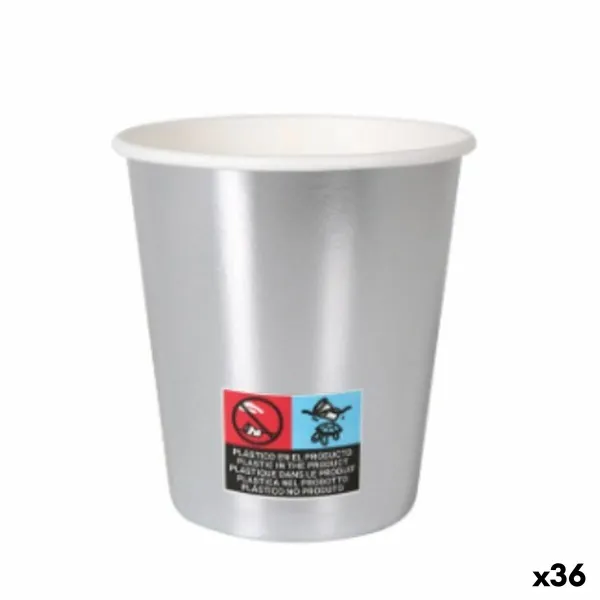 Lasisetti Algon Kartonki Kertakäyttöinen Hopeinen 36 Osaa 200 ml (10 Kappaletta)