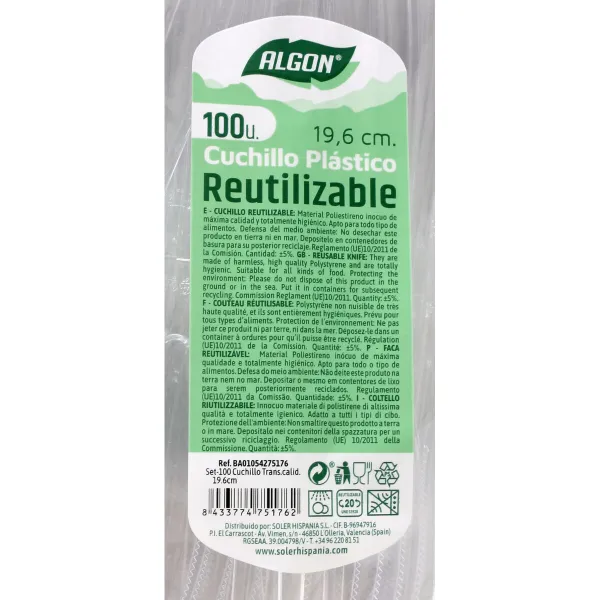 Peilių rinkinys Algon Daugkartinio naudojimo Balta 10 vnt. 19,6 cm