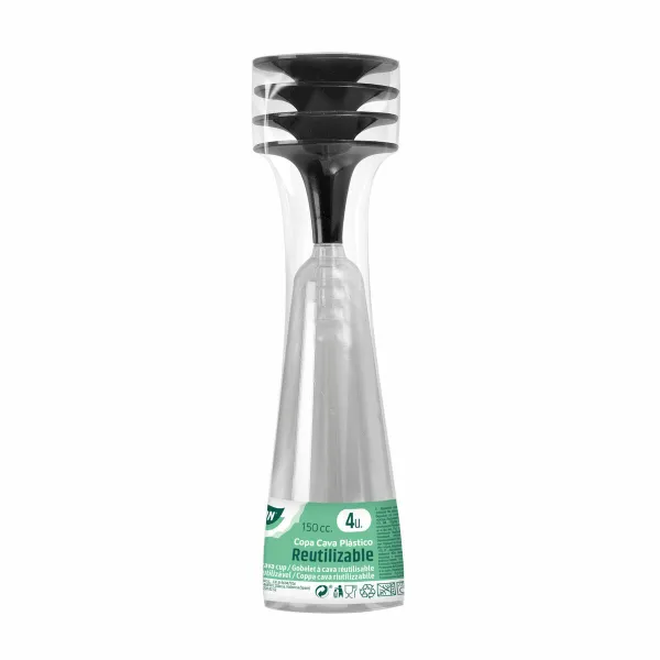 Kierrätettävät kuohuviinilasit Algon Musta 24 osaa 150 ml (4 Kappaletta)