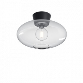 Bullo XL ceiling D380 flat black/clear glass E27