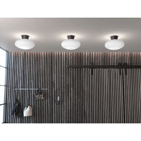 Bullo XL ceiling D380 flat black/opal glass E27