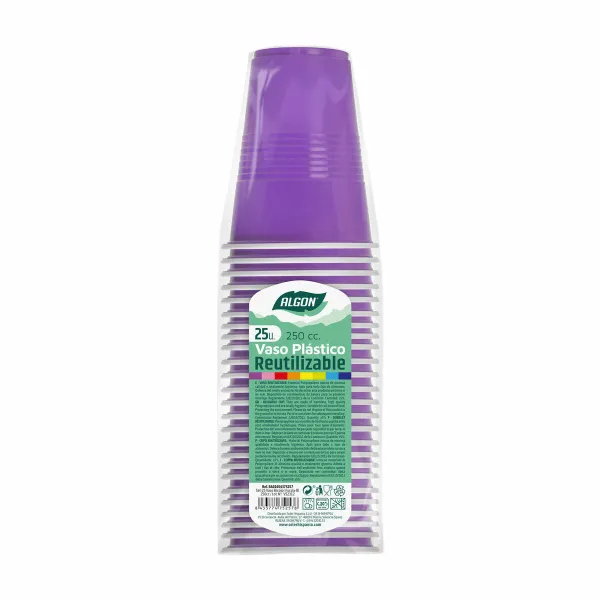 Sarja kierrätettäviä mukeja Algon Fuksia 24 osaa 250 ml (25 Kappaletta)