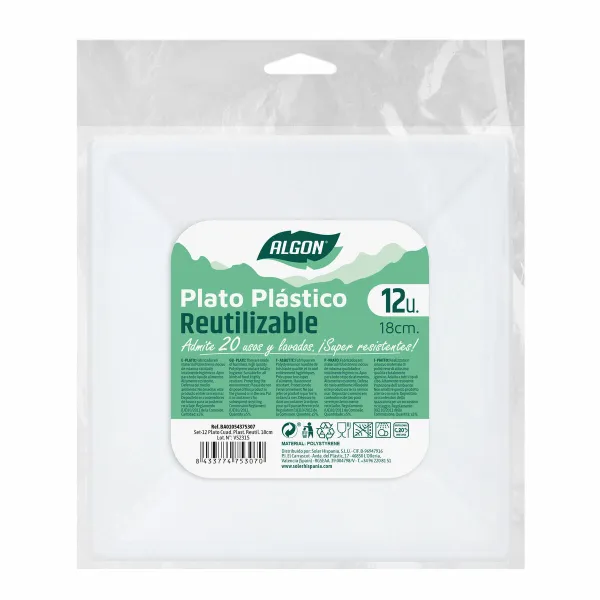 Daugkartinio naudojimo plokščių rinkinys Algon Kvadratai Plastmasinis 18 x 18 x 1,5 cm (24 vnt.)