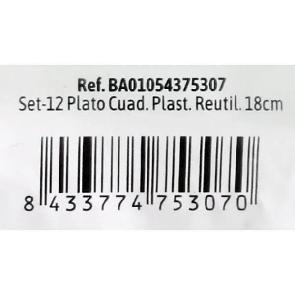 Set of reusable plates Algon Squared Plastic 18 x 18 x 1,5 cm (24 Units)
