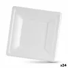 Plate set Algon Disposable White Sugar Cane Squared 16 cm (24 Units)