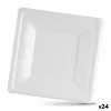 Plate set Algon Disposable White Sugar Cane Squared 26 cm (24 Units)