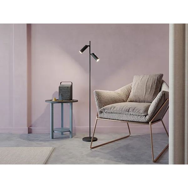 Cato Slim floor lamp flat black double GU10 mini