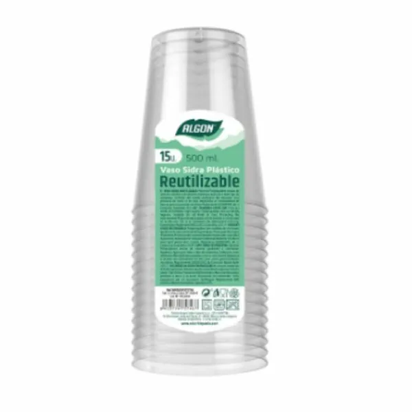 Набор многоразовых чашек Algon Прозрачный Сидр 20 штук 500 ml (15 Предметы)