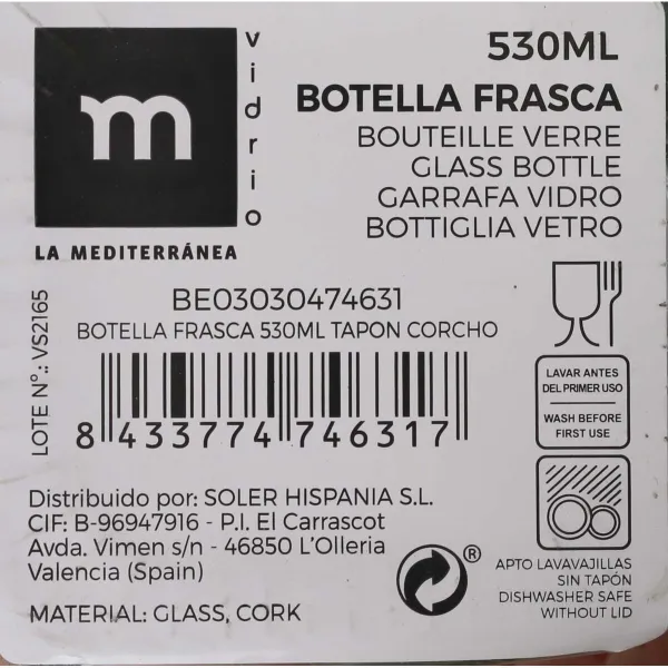 Stiklinis butelis La Mediterránea 530 ml (16 vnt.)