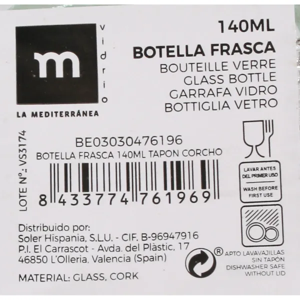Lasipullo La Mediterránea 140 ml (48 osaa)