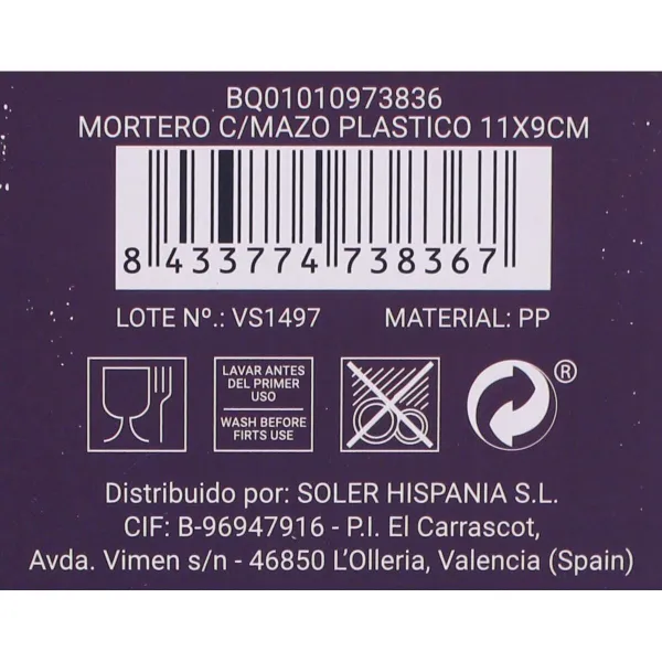 Virtuves piesta Quttin Plastmasa 11 x 9 cm Melns (12 gb.)